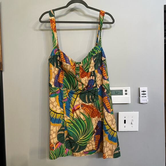 House‎ of Harlow 1960 Dress Women Toucans Mini Linen Blend Sz XL Tropical Beachy - Picture 8 of 9